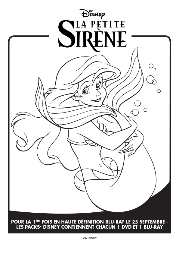 Coloriage Ariel et le prince Eric au château - Ariel la petite sirène à imprimer
